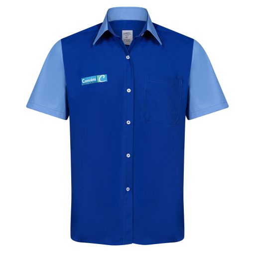 CAMISA AZUL ROYAL COM MANGA CURTA AZUL CLARA - EMPACOTADOR REPOSIÇÃO CONVÉM
