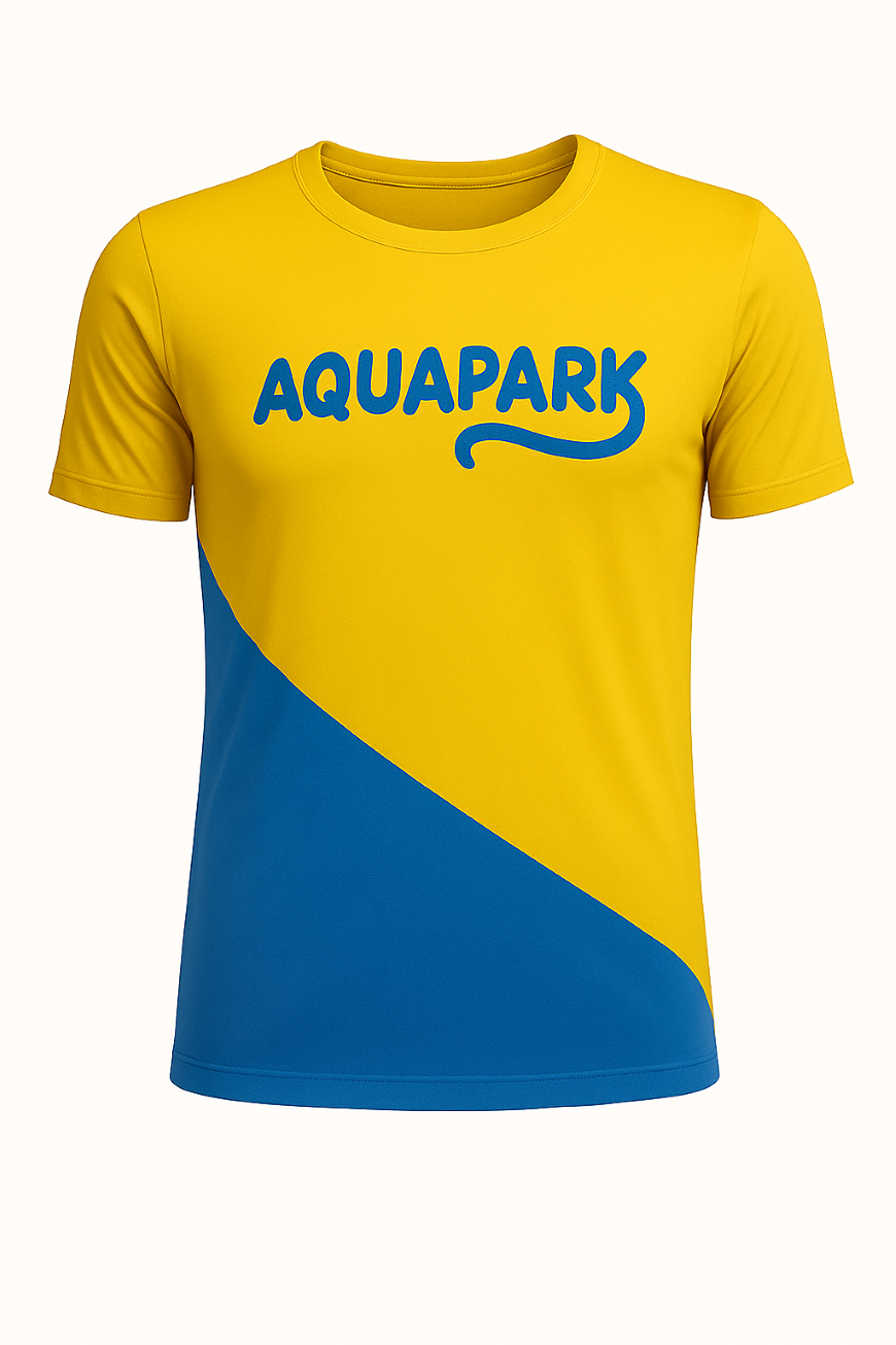 CAMISETA MASCULINA DRY FIT POLIAMIDA AMARELA M/C, AQUAPARK, TAUA JP