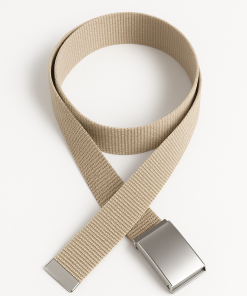 CINTO BEGE DE TECIDO COM FIVELA NIQUELADA, 1,30 MT, TAUA JP