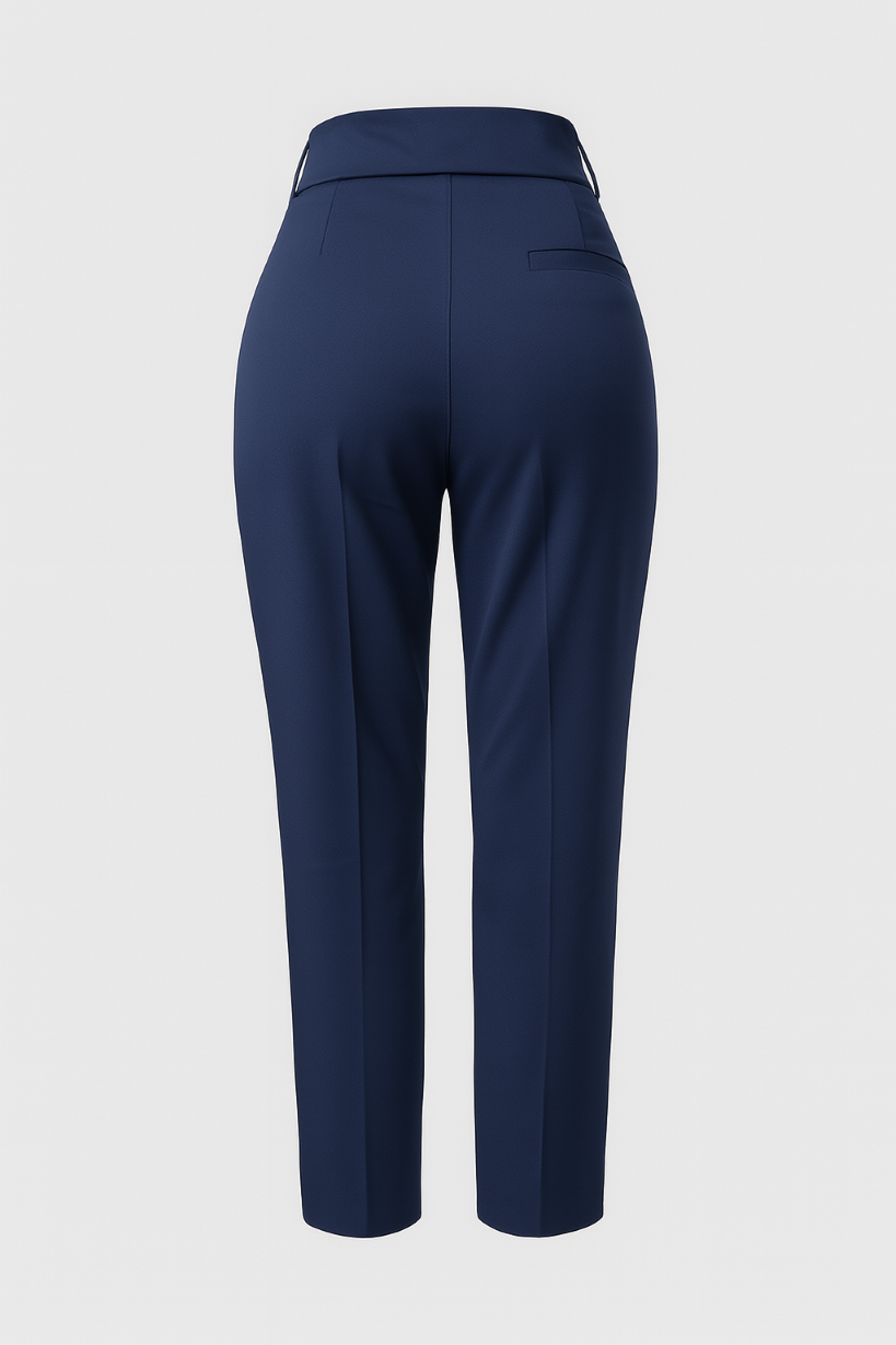 CALÇA SOCIAL FEMININA AZUL MARINHO, 1 BOLSO EMBUTIDO L/D, 1 BORDADO L/D, GESTOR, TAUA JP - Imagem 2