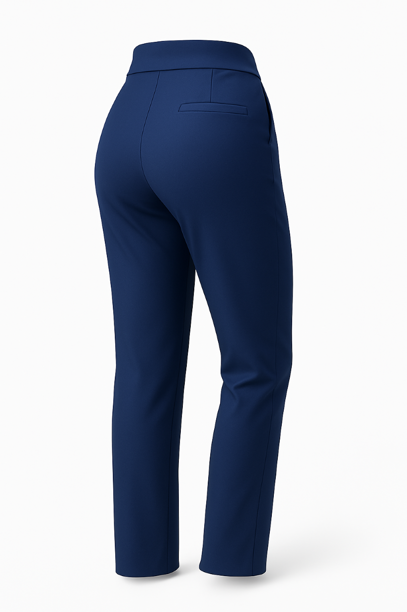 CALÇA SOCIAL FEMININA AZUL MARINHO, 1 BOLSO EMBUTIDO L/D, 1 BORDADO L/D, GESTOR, TAUA JP - Imagem 3