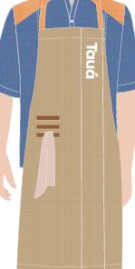 AVENTAL PEITO CAQUI 3 FAIXAS, BAR, TAUA JP