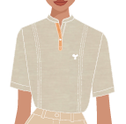 BATA FEMININA BEGE MESCLA M/C, DET. GOLA PADRE EM V, COM MEIA PATTE, 1 BOTÃO, CHEFE DE FILA, TAUA JP