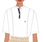 BATA FEMININA BRANCO M/C, DET. GOLA PADRE EM V, COM MEIA PATTE, 1 BOTÃO, CONCIERGE, TAUA JP