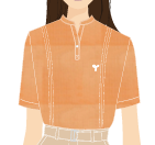 BATA FEMININA LARANJA MESCLA, DET. GOLA PADRE EM V, COM MEIO PATTE, 1 BOTÃO, EVENTOS, TAUA JP