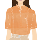 BATA FEMININA LARANJA MESCLA M/C, DET. GOLA PADRE EM V, COM MEIA PATTE, 1 BOTÃO, RECEPÇÃO, TAUA JP