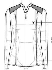 BATA FEMININA MARINHO MESCLA, DET. GOLA PADRE EM V, COM MEIO PATTE, 1 BOTÃO M/L, BAR, TAUA JP