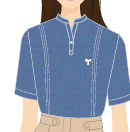 BATA FEMININA PETRÓLEO MESCLA M/C, DET. GOLA PADRE EM V, COM MEIA PATTE, 1 BOTÃO, MAIS TAUA JP