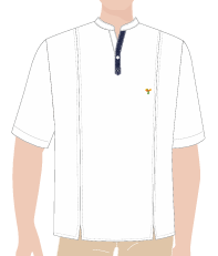 BATA MASCULINA BRANCA M/C, DET. GOLA PADRE EM V, COM MEIA PATTE, 1 BOTÃO, CONCIERGE, TAUA JP