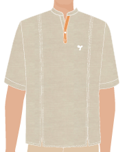 BATA MASCULINA BEGE MESCLA M/C, DET GOLA PADRE EM V, COM MEIA PATTE, 1 BOTÃO, CHEFE DE FILA, TAUA JP