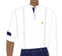 BATA MASCULINA BRANCA, DET. GOLA PADRE EM V, COM MEIO PATTE, 1 BOTÃO M/L, GESTOR, TAUA JP