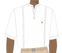 BATA MASCULINA BRANCO M/C, DET. GOLA PADRE EM V, COM MEIA PATTE, 1 BOTÃO, ADM, TAUA JP