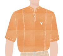 BATA MASCULINA LARANJA MESCLA, DET. GOLA PADRE EM V, COM MEIO PATTE, 1 BOTÃO M/C, EVENTOS, TAUA JP