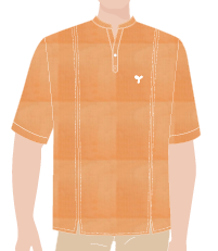 BATA MASCULINA LARANJA MESCLA M/C, DET. GOLA PADRE EM V, COM MEIA PATTE, 1 BOTÃO, RECEPÇÃO, TAUA JP