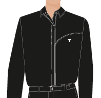 CAMISA SOCIAL FEMININA GOLA SOCIAL COM RECORTE PRETA M/L, COPPOLA MAITRE, TAUA JP