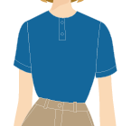 CAMISETA POLO FEMININA AZUL MESCLA, GOLA CARECA, FALSO PAPTE, EXTRAS, TAUA JP