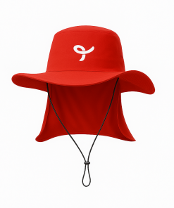 CHAPÉU AUSTRALIANO VERMELHO COM PROTEÇÃO SOLAR PESCOÇO, GARÇOM PISCINA, PRAIA, TAUA JP