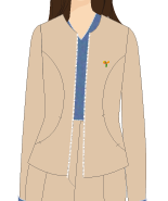 JAQUETA FEMININA EMOZIONE AREIA GOLA CARECA, RECORTE COM BOLSO, DETALHE NO PUNHO, MAIS TAUA JP